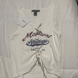 Forever 21 White Graphic Tank Top